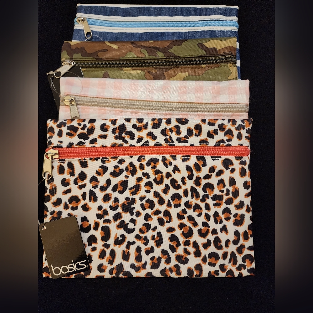 Lot Of 4 Basics  Cosmetic Bag With Zip Water Proof